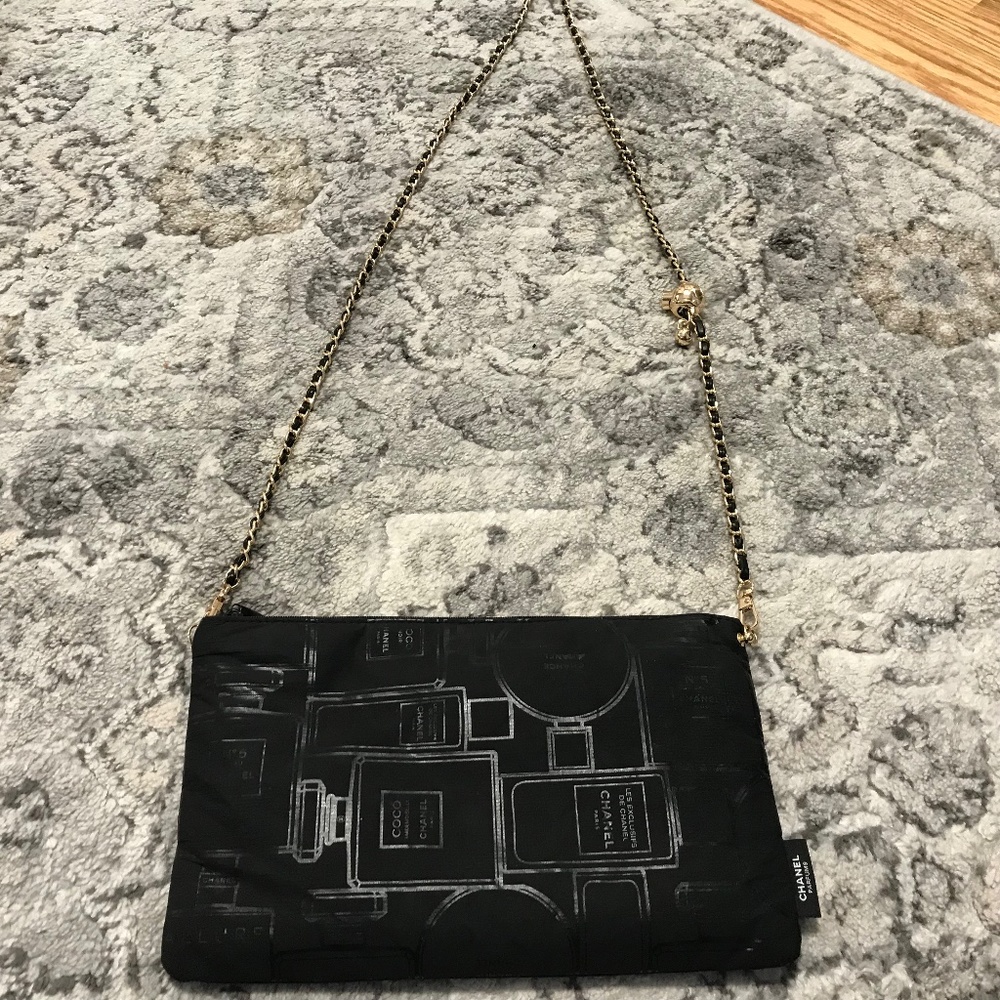 CHANEL Chanel old line pouch multi makeup nylon upcycled!  Hard to find!
